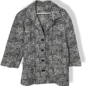 Chico's jacket black and white geometric snake skin XL sz 3